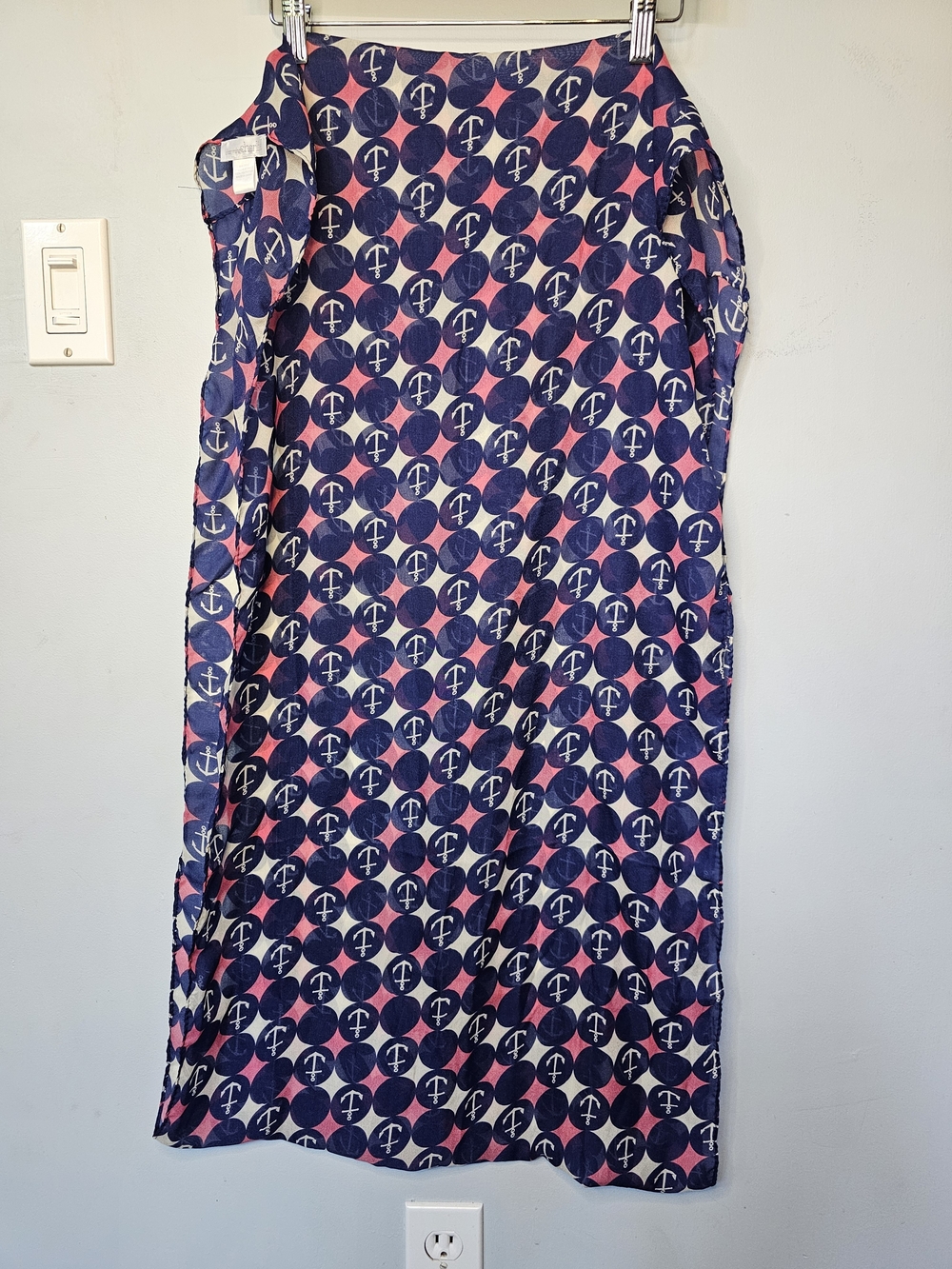Charming Charlie Nautical Anchor Print Infinity Scarf Navy Pink White Loop Scarf